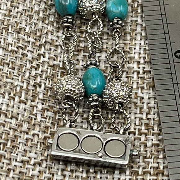 Vintage Joseph Esposito Sterling Silver Turquoise & CZ Bead Bracelet - Picture 9 of 16